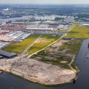 Luchtfoto bouwterrein Osprey Terminal